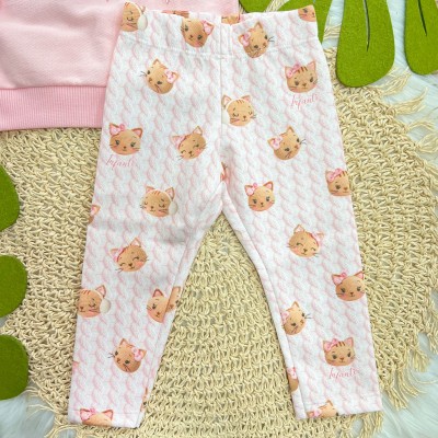 Conj. Casaco de Moletom Little Princess e Calça Legging - Rosa